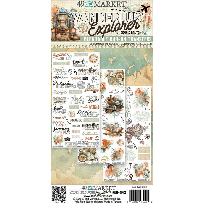 Wanderlust Explorer Rub Ons 49 & Market DWE-30419