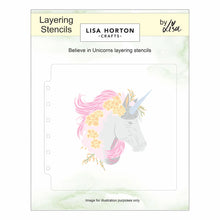 Load image into Gallery viewer, Believe in Unicorns layering stencils Lisa Horton LHCAS237