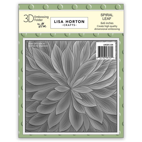 Spiral Leaf 6x6” 3D Embossing Folder Lisa Horton LHCEF234