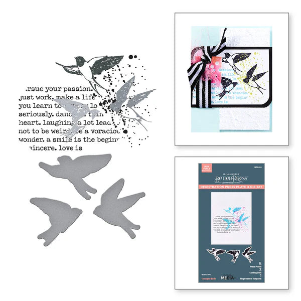 Collaged Birds BetterPress Plate Dina Wakley BPR-024