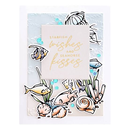 Seahorse Kisses Sentiments Hot Foil Plate & Die Set Spellbinders GLP-372