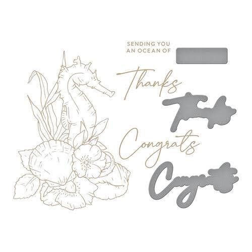 Seahorse Floral Hot Foil Plate & Die Set Spellbinders GLP-371