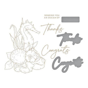 Seahorse Floral Hot Foil Plate & Die Set Spellbinders GLP-371