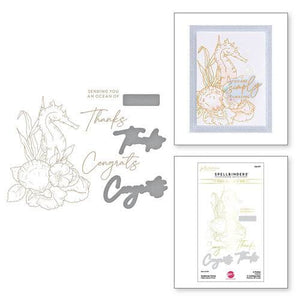 Seahorse Floral Hot Foil Plate & Die Set Spellbinders GLP-371