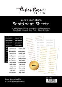 Merry Christmas A5 10 pc Sentiment Sheets