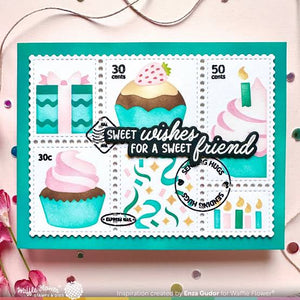 Postage Collage Cupcake Stencil Waffle Flower 421962