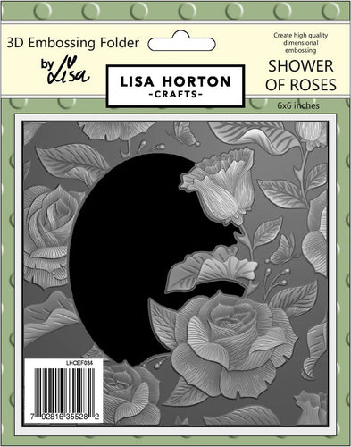 Shower of Roses 3D Emboss Folder with inset Die by Lisa Horton LHCEF034