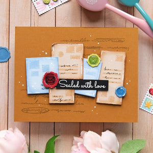 Postage Collage Addressed Envelope Stencil Waffle Flower 422000