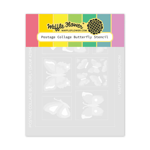 Postage Collage Butterfly Stencil Waffle Flower 421942