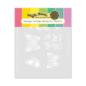 Postage Collage Butterfly Stencil Waffle Flower 421942