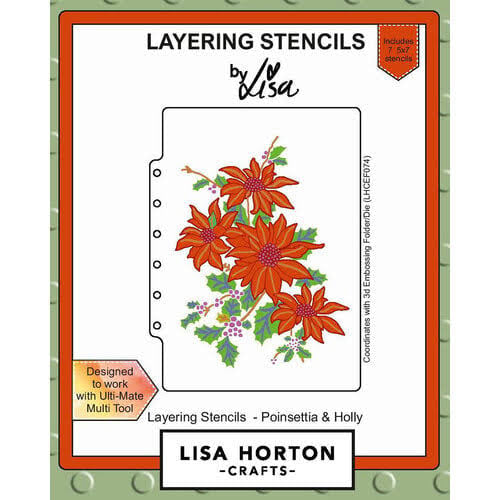 Poinsettia & Holly Layering Stencils by Lisa Horton