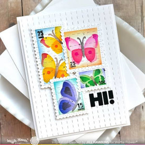 Postage Collage Butterfly Stencil Waffle Flower 421942
