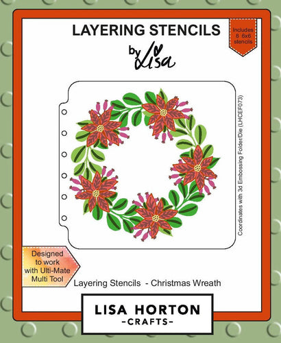 Christmas Wreath 6x6 Layering Stencils LHCAS053 Lisa Horton