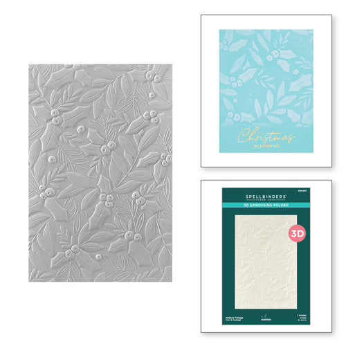 Holly & Foliage 3D Embossing Folder E3D-060 Spellbinders