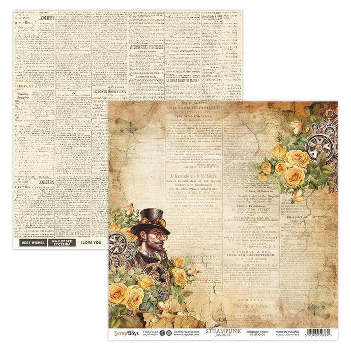 Steampunk Journey 01 Pattern Paper SB-STJO-01 Scrapboys