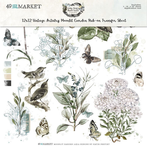 Moonlit Garden - 12x12 Rub-on Transfer Sheet VMG-25651 49 & Market