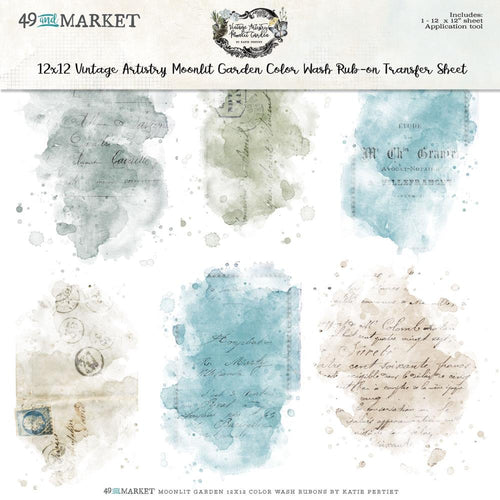 Moonlit Garden - Colour Wash Rub-on Transfer Sheet VMG-25675 49 & Market