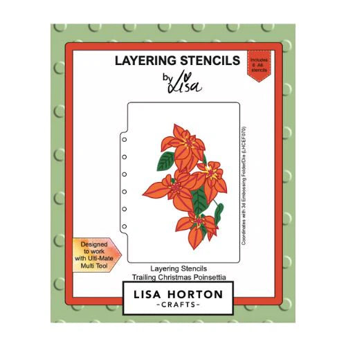 Trailing Christmas Poinsettia Layering Stencils LHCAS058 Lisa Horton
