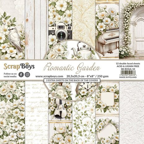 Romantic Garden 8x8” Paper Pad SB-ROGA-10 Scrapboys