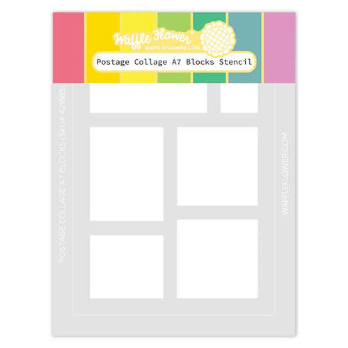 Postage Collage A7 Blocks Stencil Waffle Flower 421585