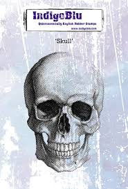 Skull A6 Red Rubber Stamp