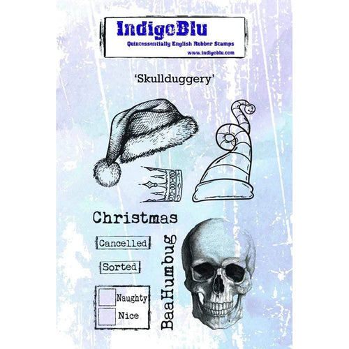 Skullduggery A6 Red Rubber Stamp IND0474 IndigoBlu