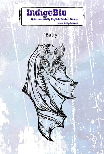 Batty A6 Red Rubber Stamp IND0449 IndigoBlu