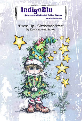 Dress Up - Christmas Tree A6 Red Rubber Stamp IND1316 IndigoBlu