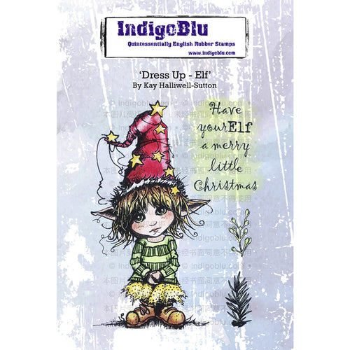 Dress Up - Elf A6 Red Rubber Stamp IND1317 IndigoBlu