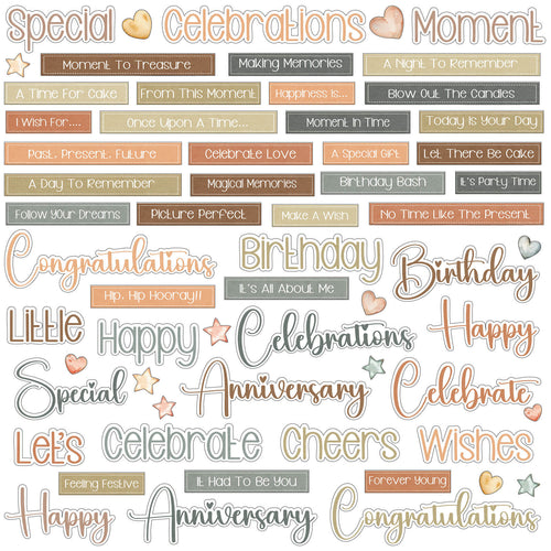 Little Celebrations Chipboard Words 49 & Market JLC-31980