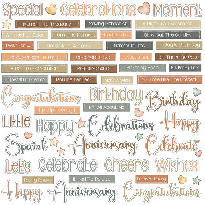 Little Celebrations Chipboard Words 49 & Market JLC-31980