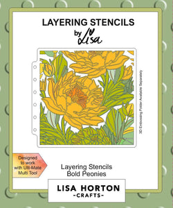 Bold Peonies Layering Stencils LHCAS147 Lisa Horton