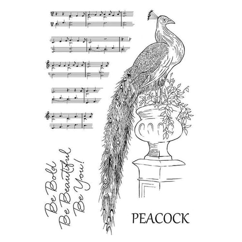 Magnificent Peacock Clear Stamp JGS666 Woodware