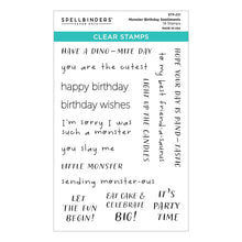 Load image into Gallery viewer, Monster Birthday Sentiments Clear Stamps STP-221 Spellbinders