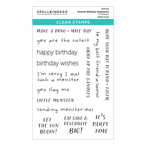 Monster Birthday Sentiments Clear Stamps STP-221 Spellbinders