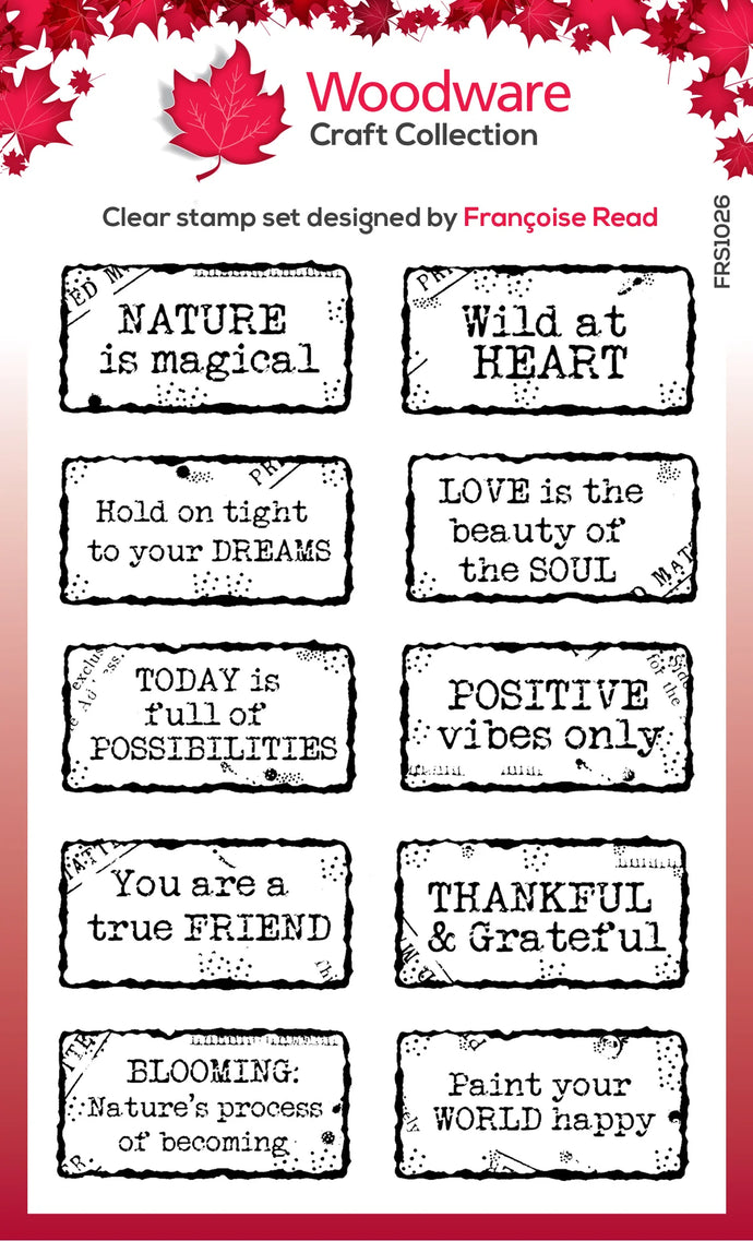 Distressed Labels Clear Stamps FRS1026 Woodware