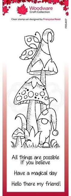 Magical Mushrooms Slimline Stamp FRS407 Woodware