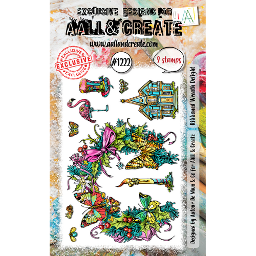 Ribboned Wreath Delight 4x6” Clear Stamp Set Aall & Create #1222