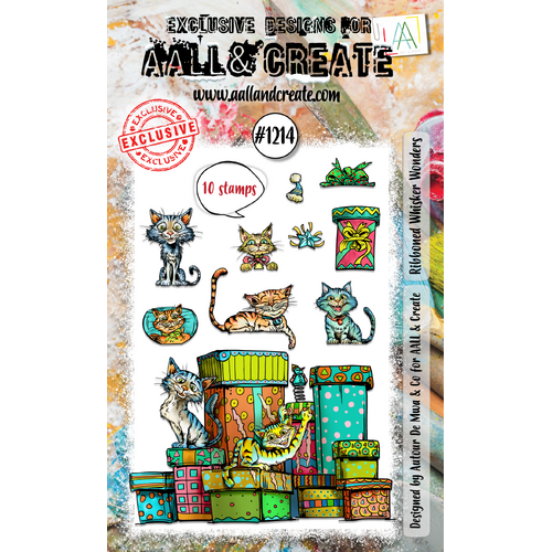 Ribboned Whisker Wonders 4x6” Stamp Set Aall & Create #1214