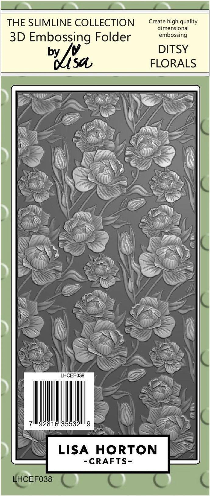 Ditsy Florals Slimline 3D Embossing Folder Lisa Horton LHCEF038