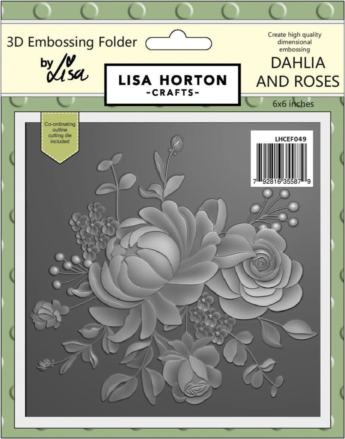Dahlia and Roses 3D Embossing Folder & Die Lisa Horton LHCEF049