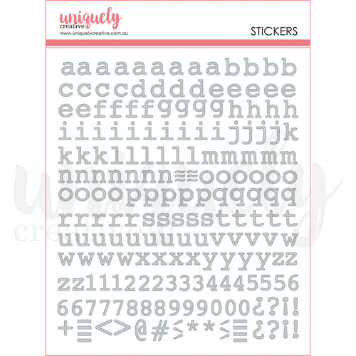 Puffy Silver Lower Case Alpha Stickers UCE1965