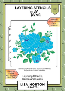 Dahlia and Roses Layering Stencils Lisa Horton LHCAS025