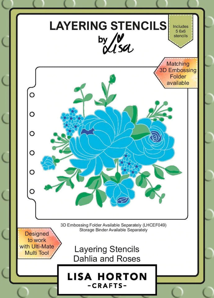 Dahlia and Roses Layering Stencils Lisa Horton LHCAS025