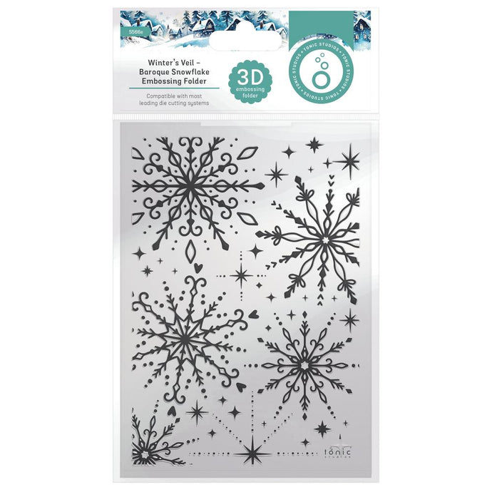 Winter’s Veil Baroque Snowflake 3D Embossing Folder