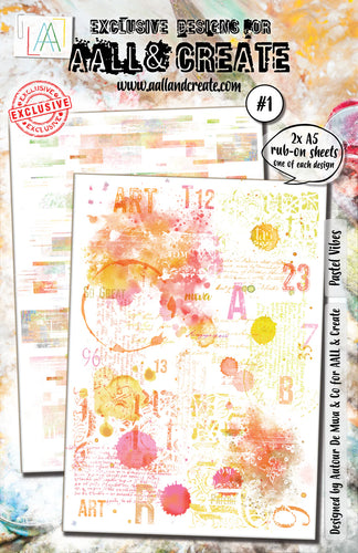 Pastel Vibes #1 Rub-on Sheets  2x A5 Sheets Aall & Create
