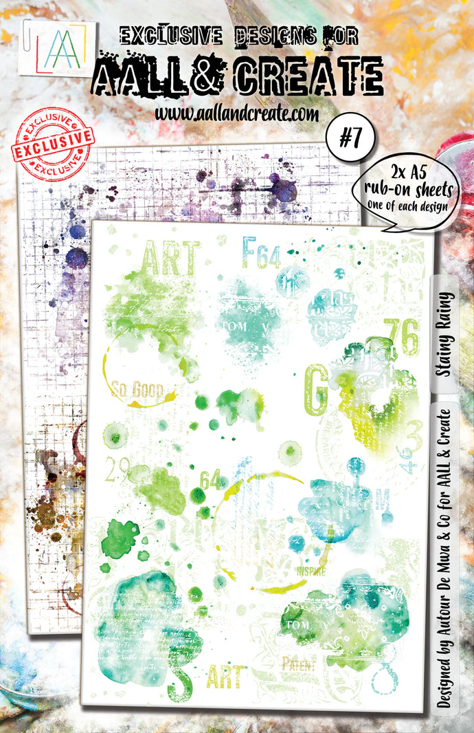 Stainy Rainy #7 Rub-on Sheets 2x A5 Aall & Create