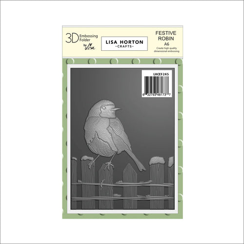 Festive Robin A6 3D Embossing Folder Lisa Horton