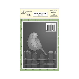 Festive Robin A6 3D Embossing Folder Lisa Horton