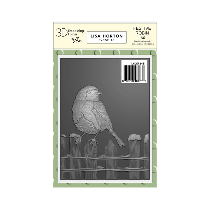 Festive Robin A6 3D Embossing Folder Lisa Horton